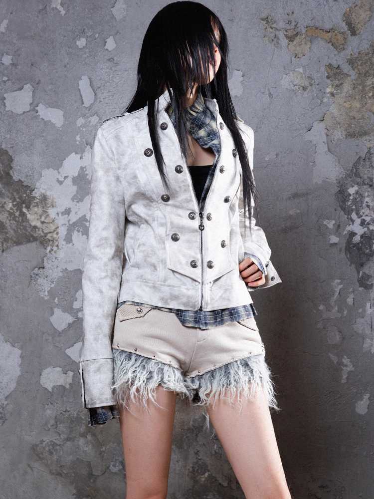 Fake two piece distressed jacket【s0000010050】