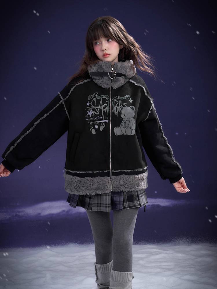 Warm bear hooded jacket【s0000011281】