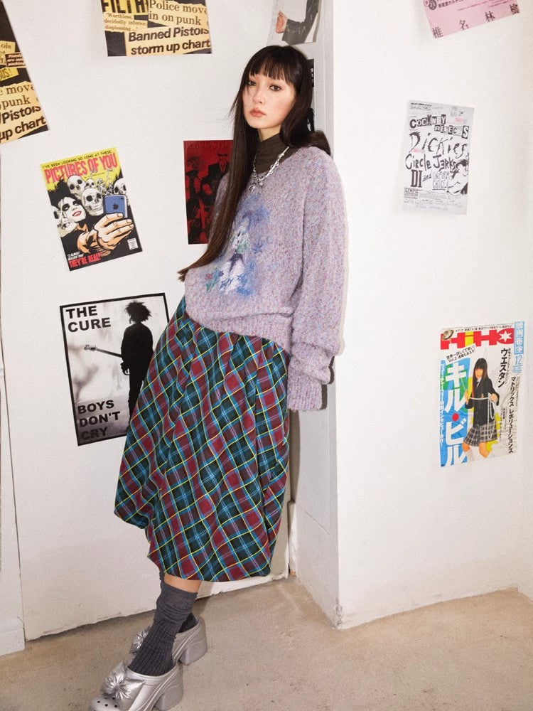 Plaid bud skirt【s0000010361】