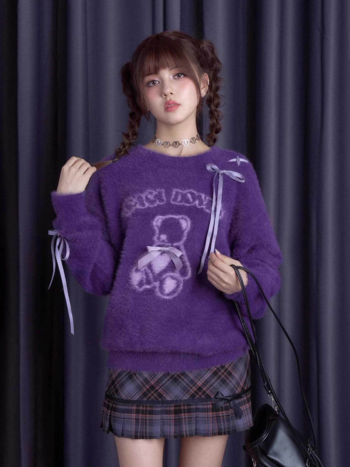 Purple Bear Ribbon Sweater [S0000010666]