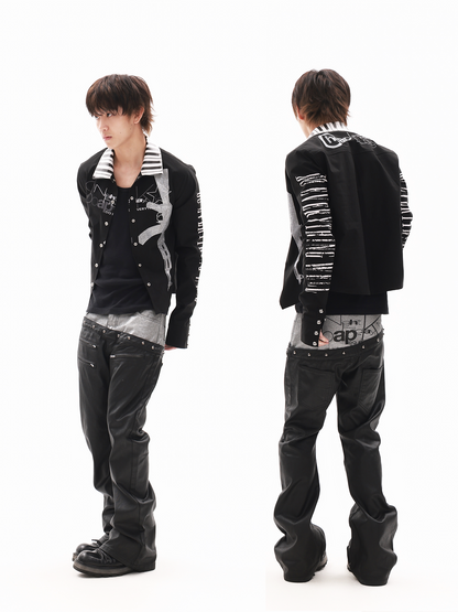 Twill Rhinestone Slogan Jacket【s0000018336】