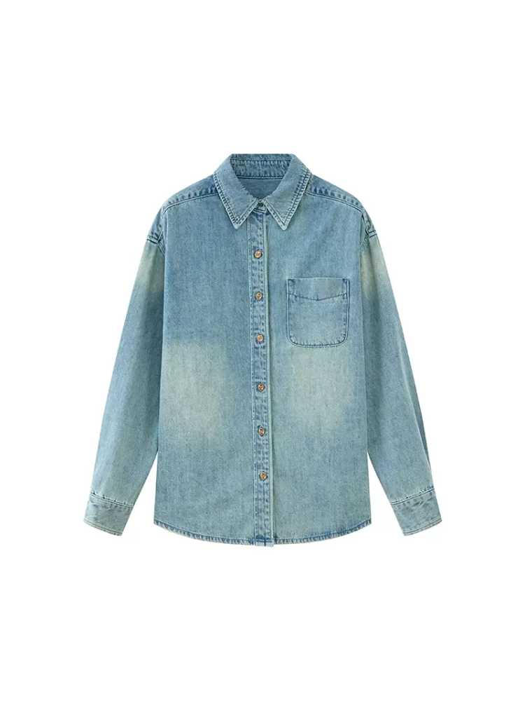 Washed denim shirt【s0000009617】