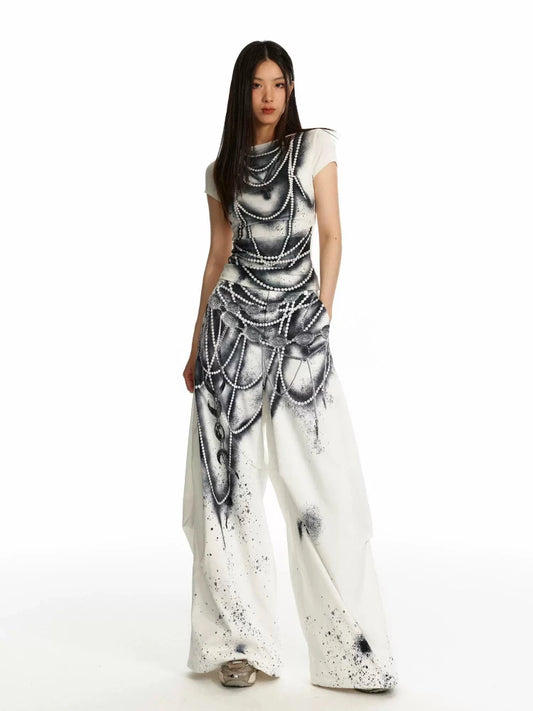 Printed wide leg【s0000010055】