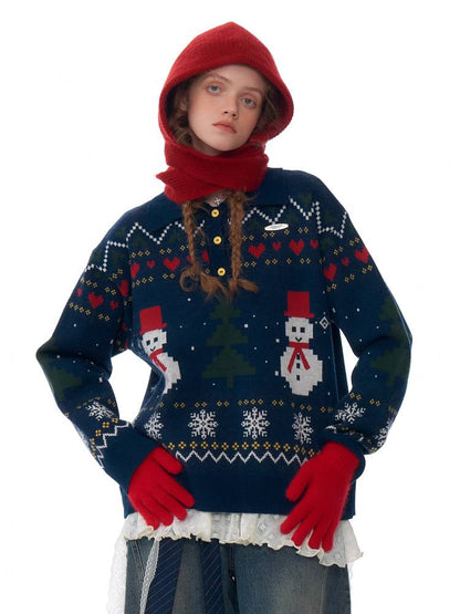 Retro snowman sweater【s0000011072】