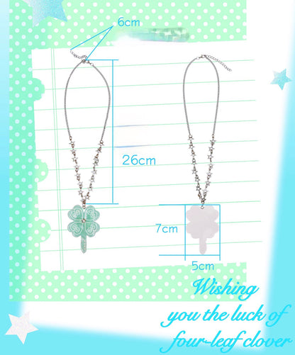 Lucky April Grass Key Pendant Necklace【s0000013939】