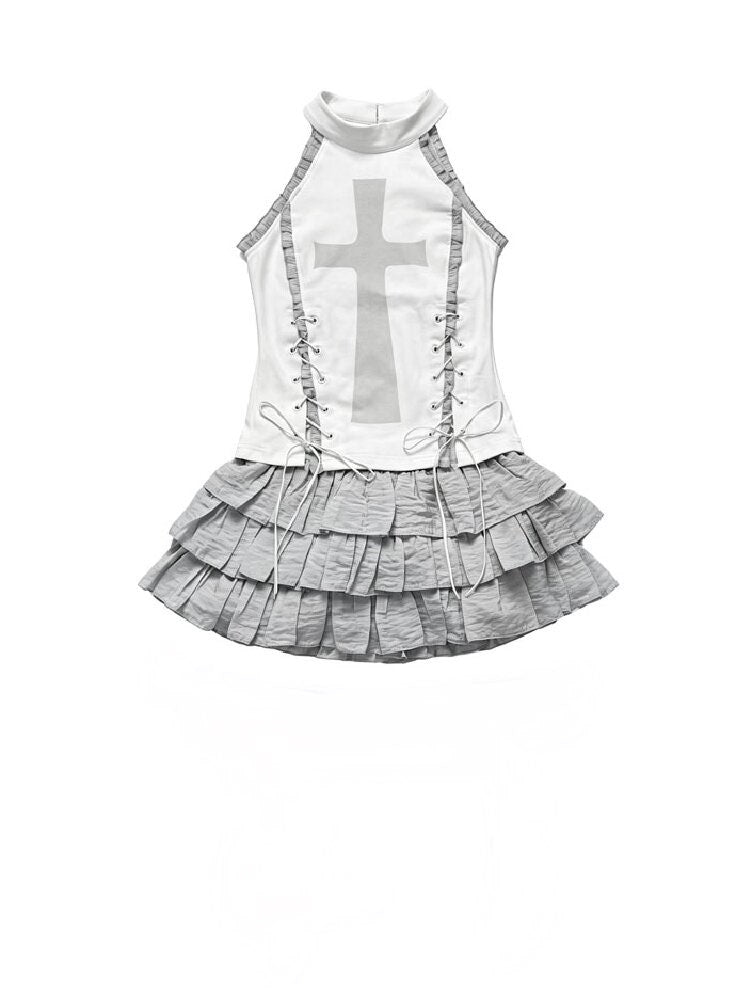 Cross Print Gothic Suit Dress【s0000018183】