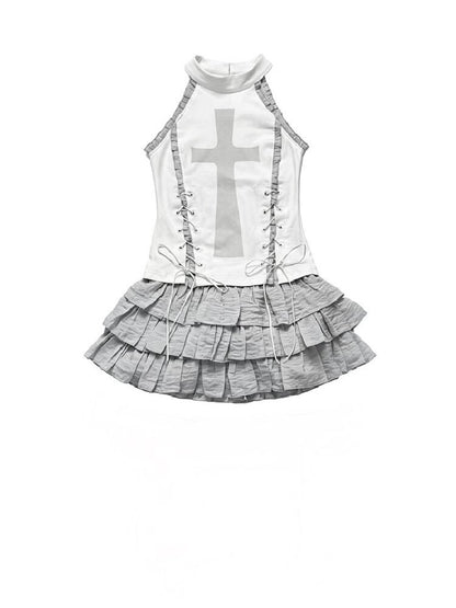 Cross Print Gothic Suit Dress【s0000018183】
