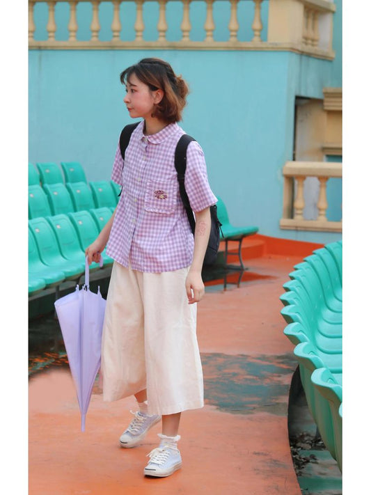 Plaid summer short sleeve shirt【s0000008453】