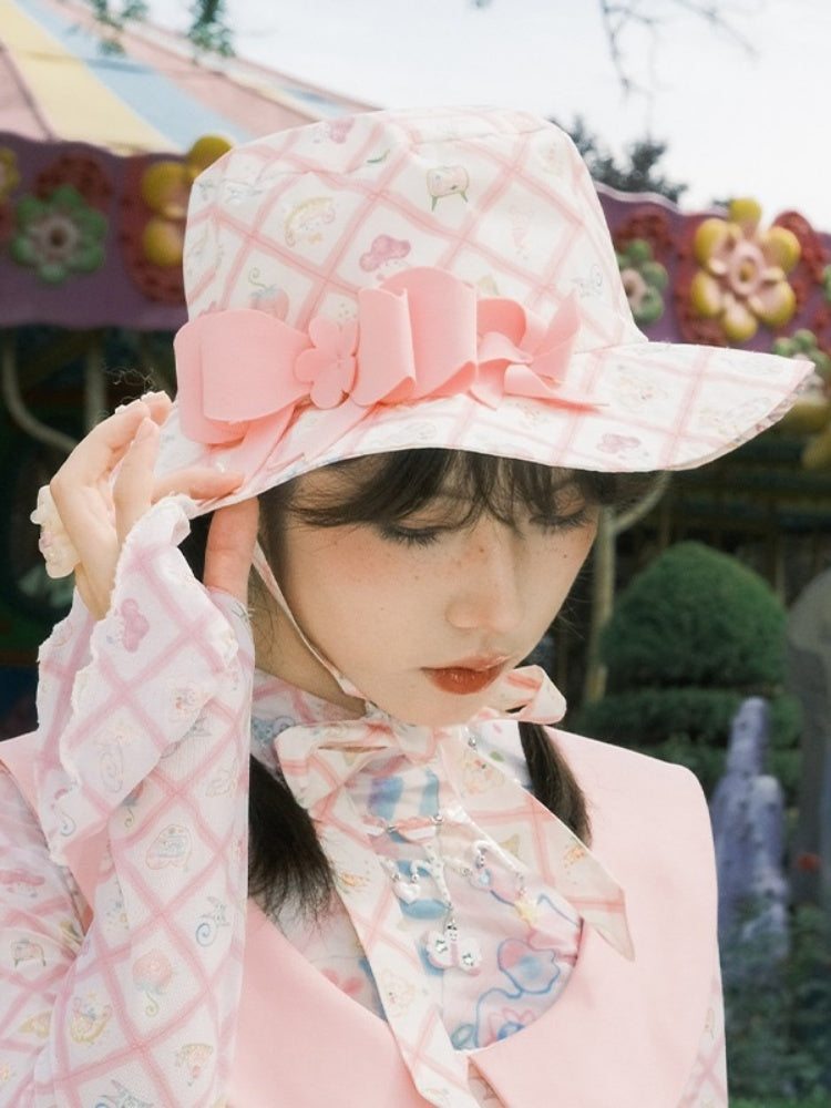 Animal Paradise Cutting Bow Double Sided Printing Sun Hat【s0000002985】