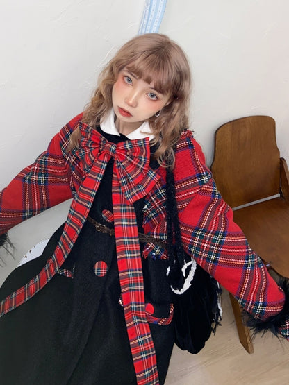 Retro Plaid Long Wool Coat【s0000004414】