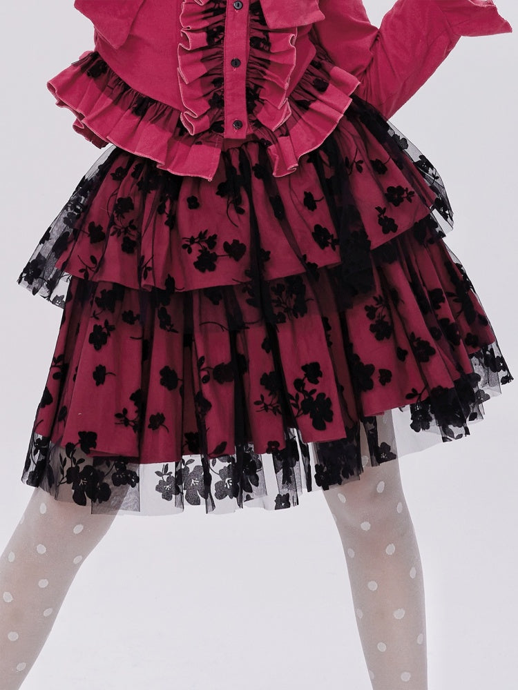 Retro Cute Flower Tutu Half Length Cake Skirt【s0000003182】