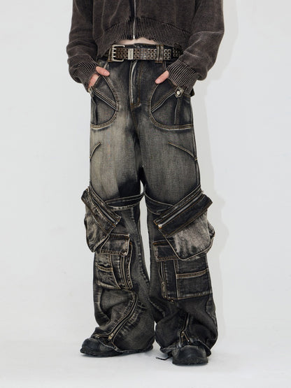 Multi Pocket Denim Wide Cargo Pants【s0000004188】