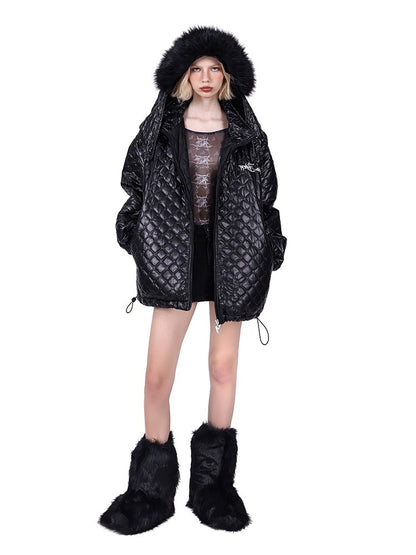 Detachable Fox Fur Hooded Loose Quilted Jacket [s0000004347]