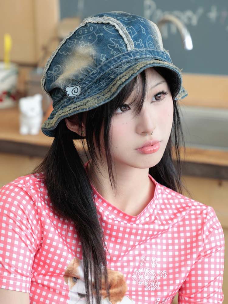 Y2K Retro Japan Style Angel Wings Denim Fisherman Hat [S0000008546]