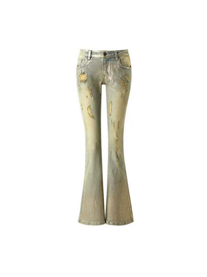 Irregular Distressed Slimming Flare Jeans【s0000009143】