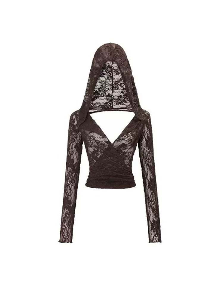 LAZY LACE SHEER HOODED TOPS [S0000009148]