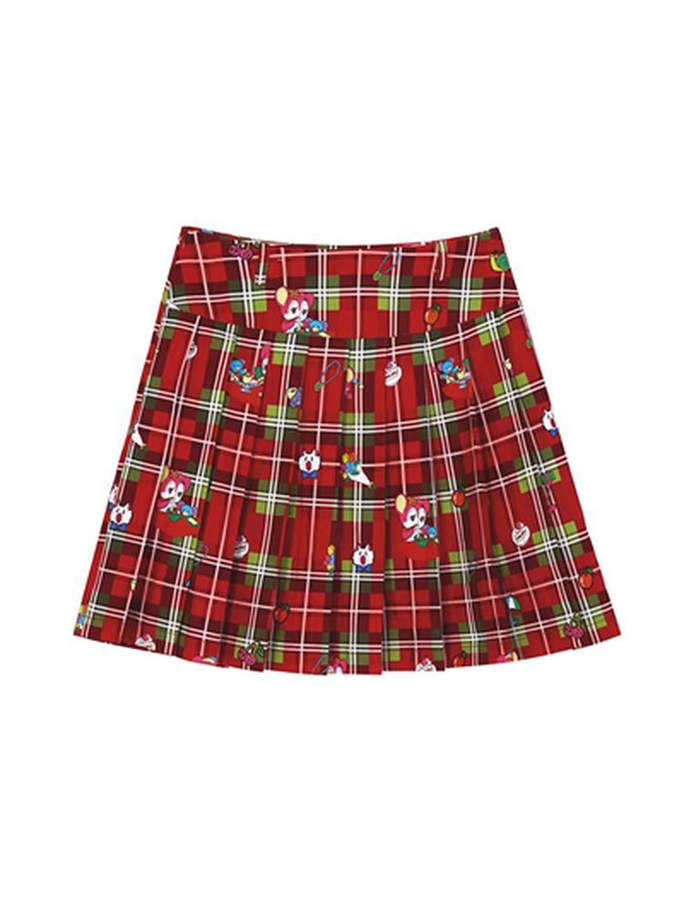 Red plaid Christmas pleated skirt【s0000005347】