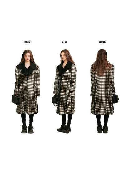 Monotone Plaid Loose Wool Coat【s0000003858】