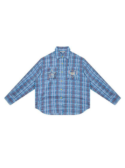 Stars & Hearts Logo Embroidery Plaid Shirt【s0000007136】