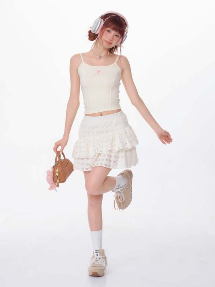 Heart-Shaped Cutout Race A-Line Cake Mini Skirt【s0000007134】