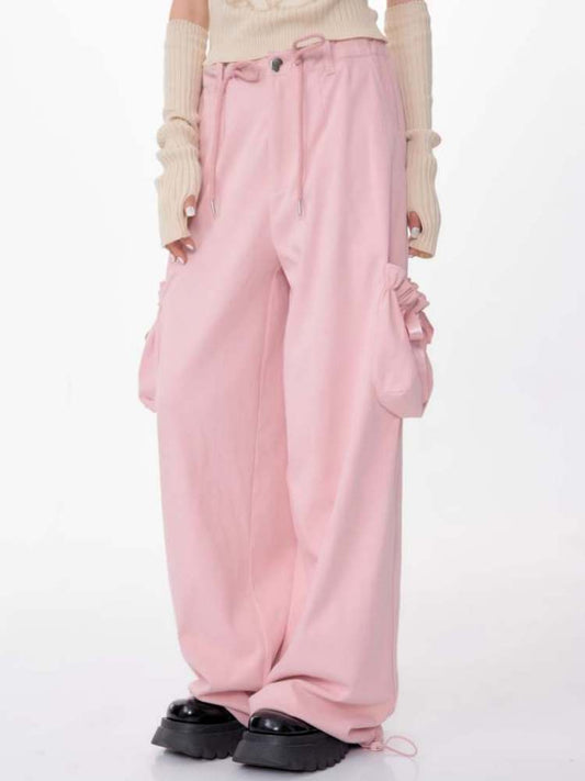 High Waist Ribbon Pocket Wide Leg Pants【s0000007138】