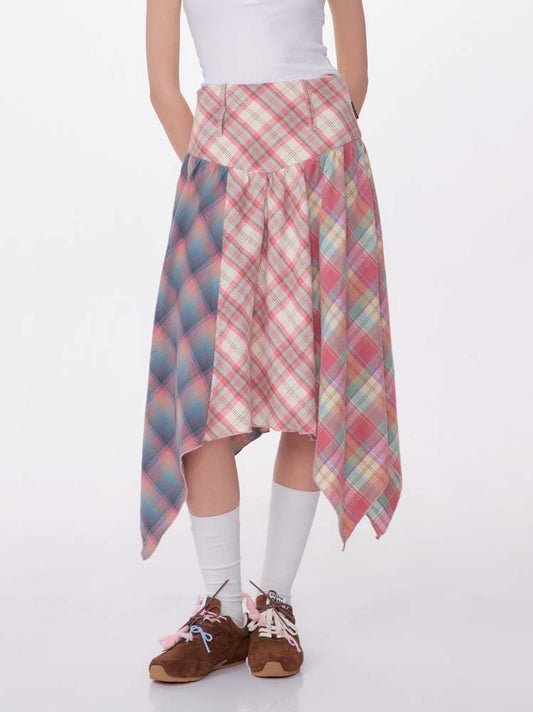 3 Types Of Plaid Patterns Double Waist Random Hem Skirt【s0000007142】