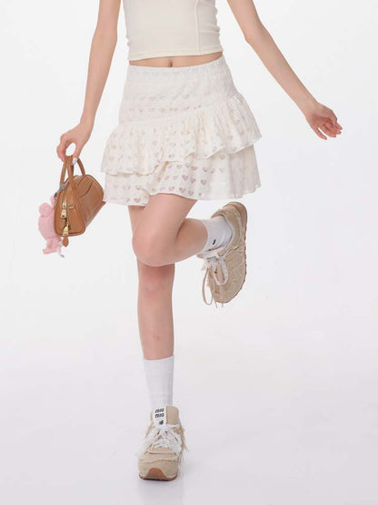 Heart-Shaped Cutout Race A-Line Cake Mini Skirt【s0000007134】