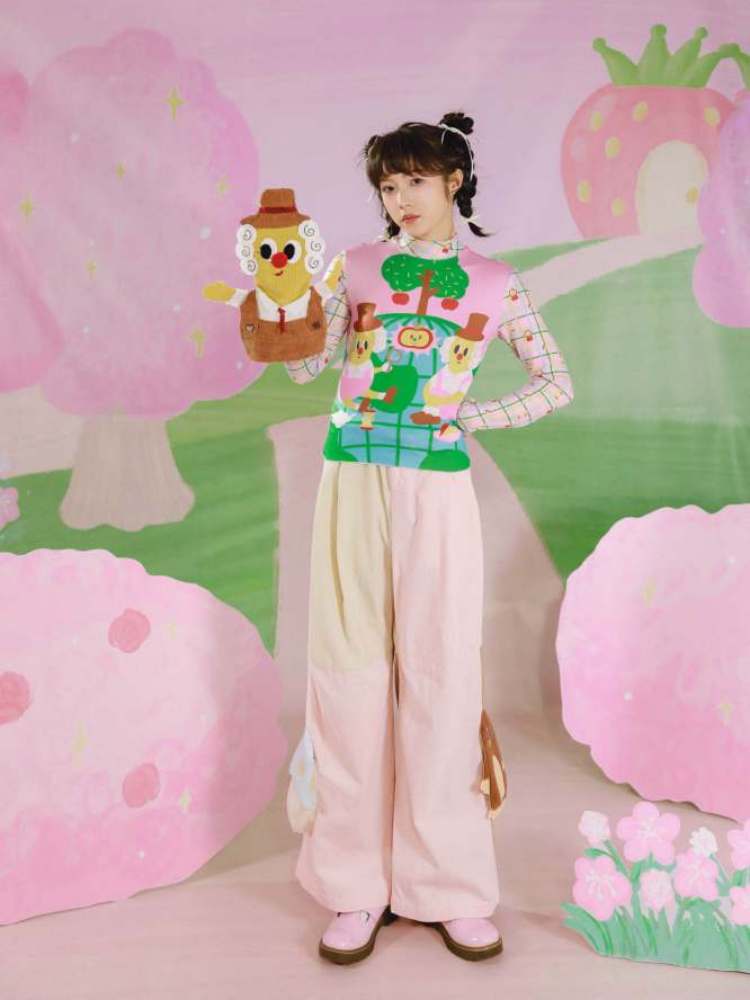 Mushroom Mole 3D Pocket Corduroy Contrast Flare Wide Pants【s0000007126】