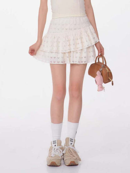 Heart-Shaped Cutout Race A-Line Cake Mini Skirt【s0000007134】