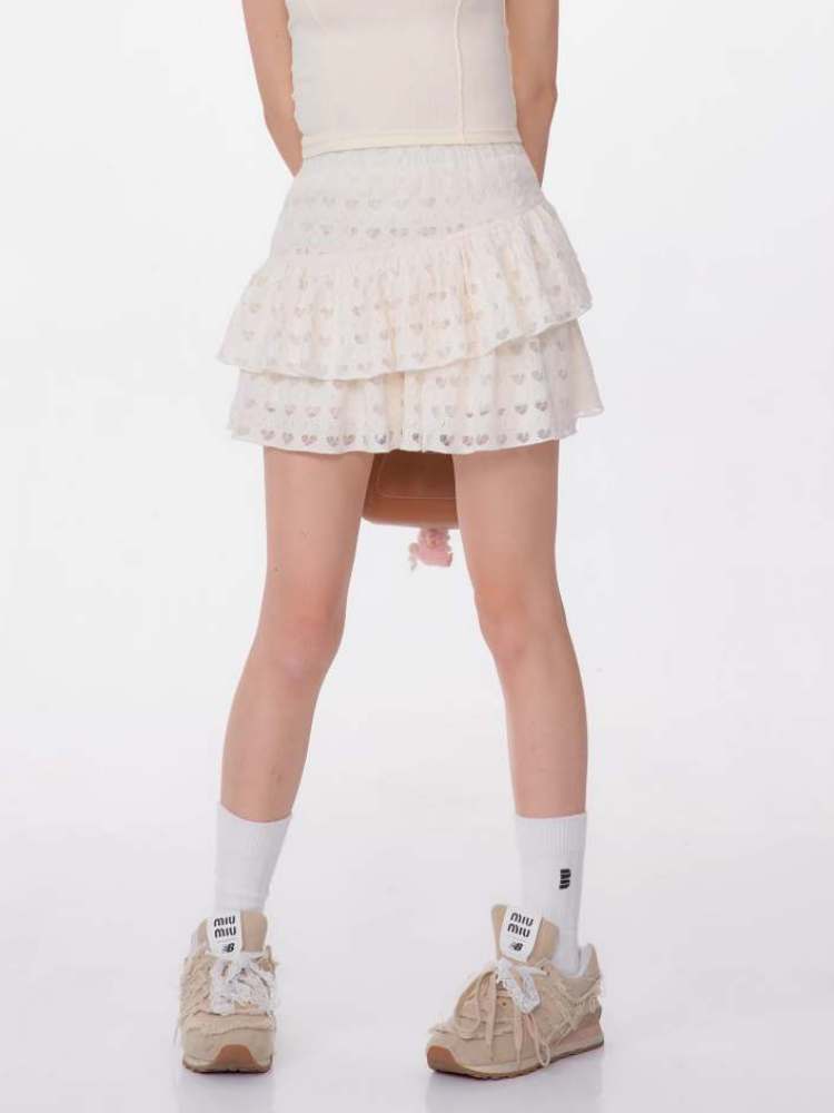 Heart-Shaped Cutout Race A-Line Cake Mini Skirt【s0000007134】