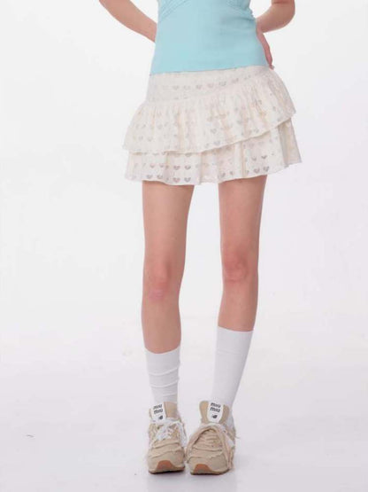 Heart-Shaped Cutout Race A-Line Cake Mini Skirt【s0000007134】