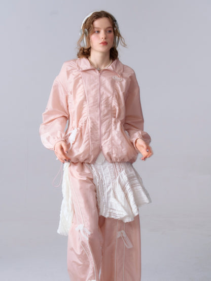 Lace Bow Long Sleeve Double-Zip Jacket【s0000011912】