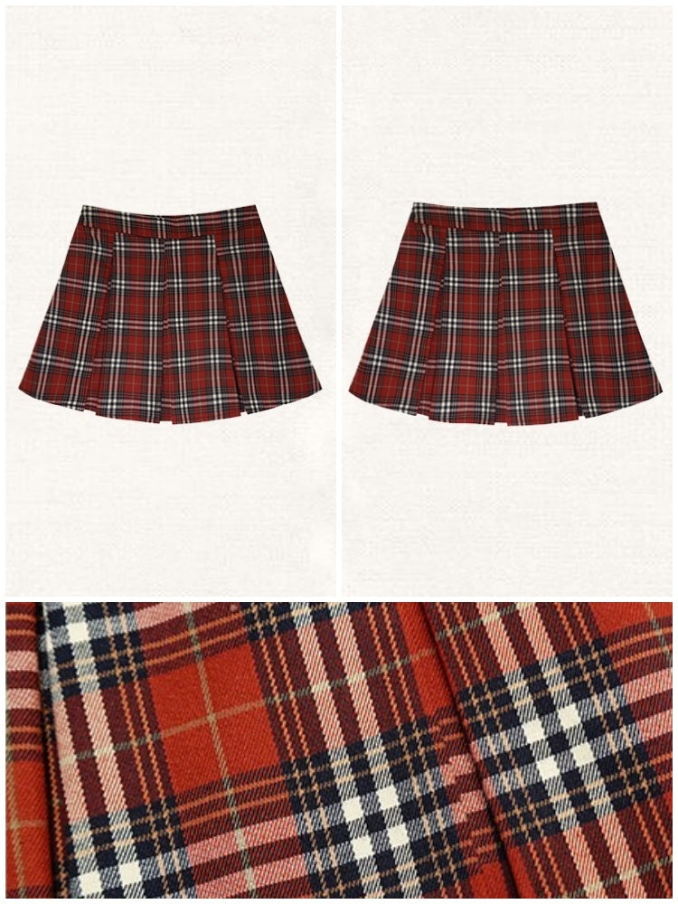 College Style Plaid Pleated Mini Skirt【s0000003545】