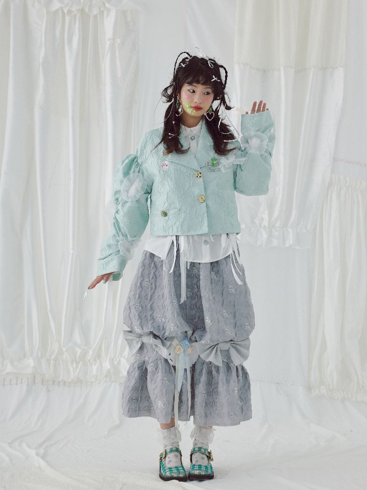 Embroidered jacquard fabric organza short jacket【s0000004638】