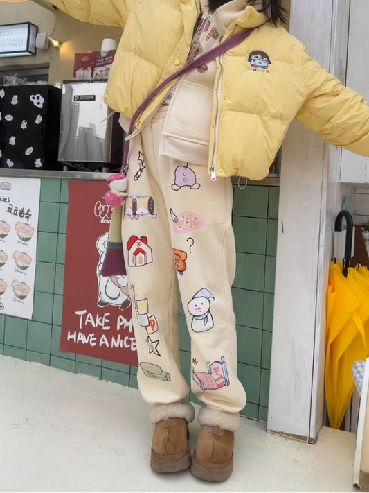 Original print loose sports sweatpants[s0000005353]