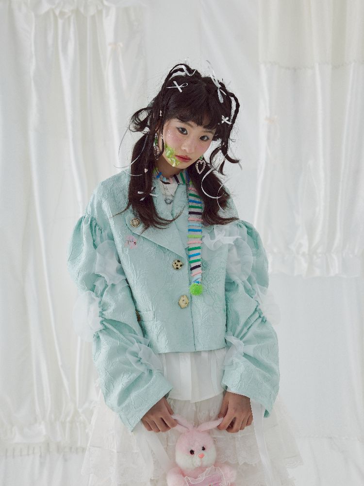 Embroidered jacquard fabric organza short jacket【s0000004638】