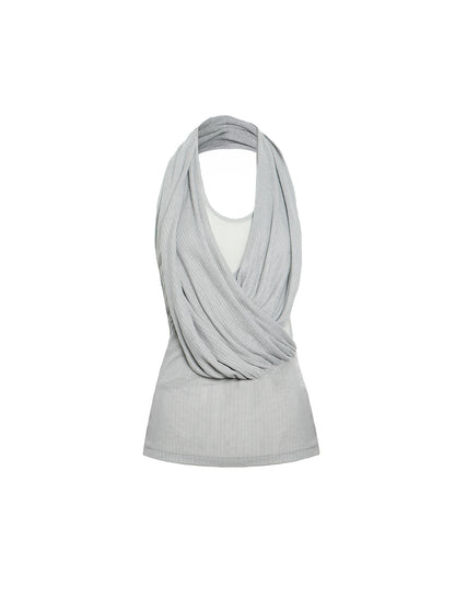 Pleated Cross Collar Knitted Vest【s0000017018】