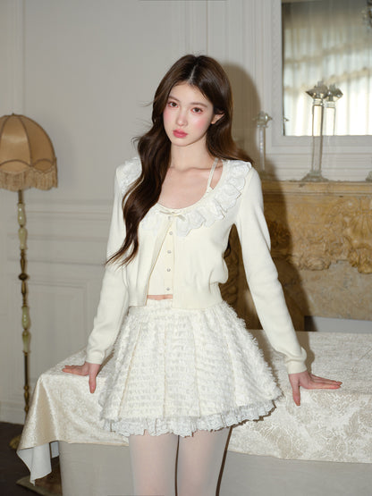 White Tassel Silk Lace Short Skirt【s0000015051】