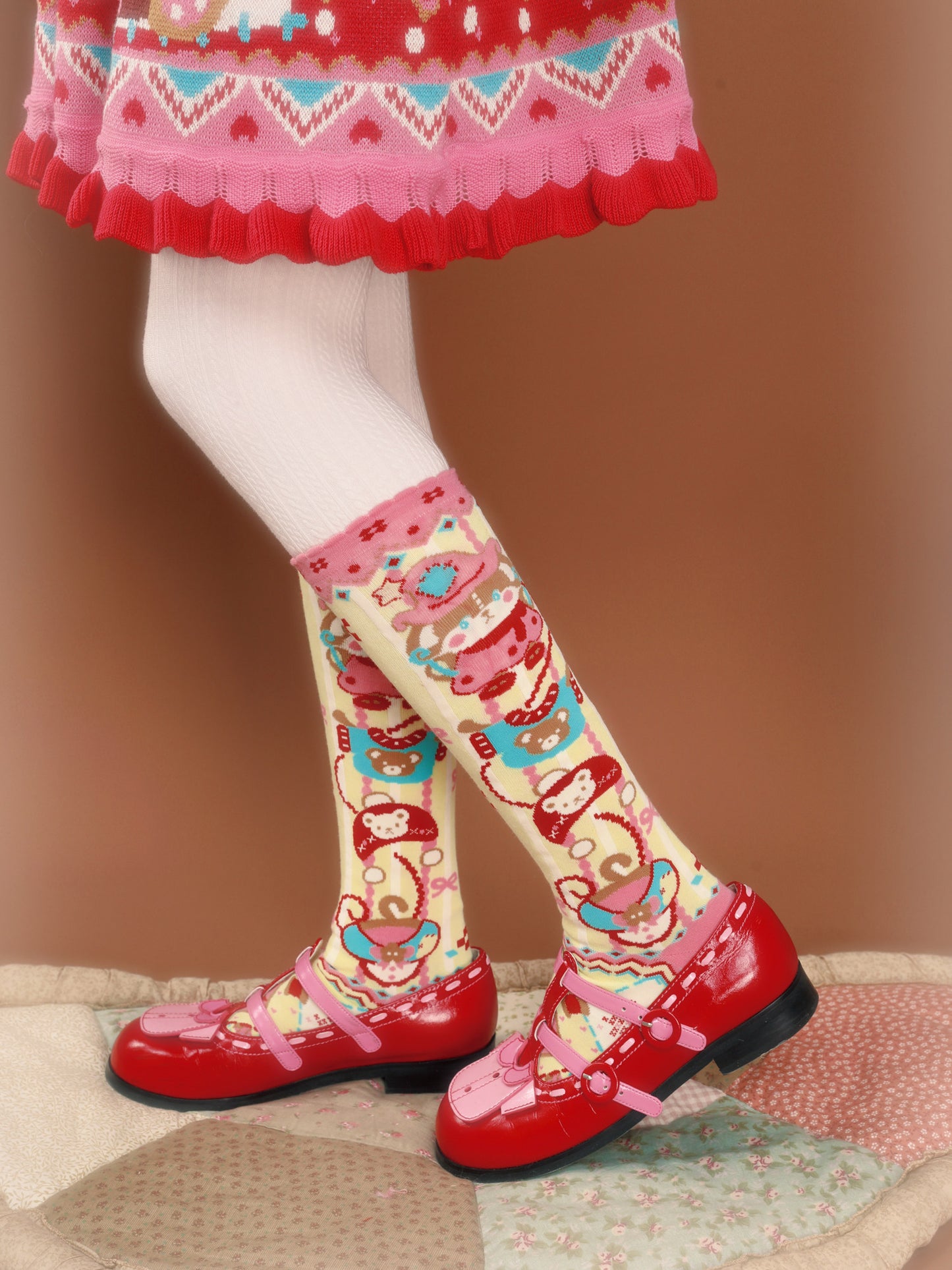 Yellow Striped Bunny Lace Socks【s0000015589】