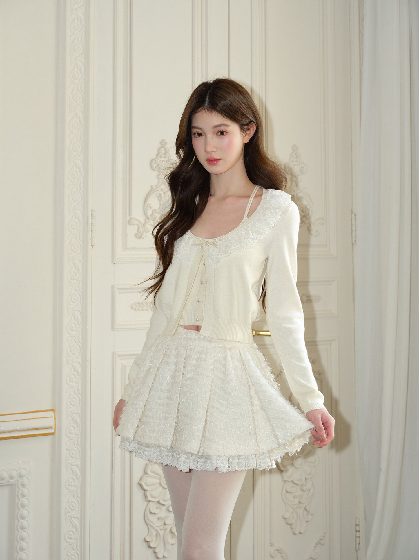 White Tassel Silk Lace Short Skirt【s0000015051】