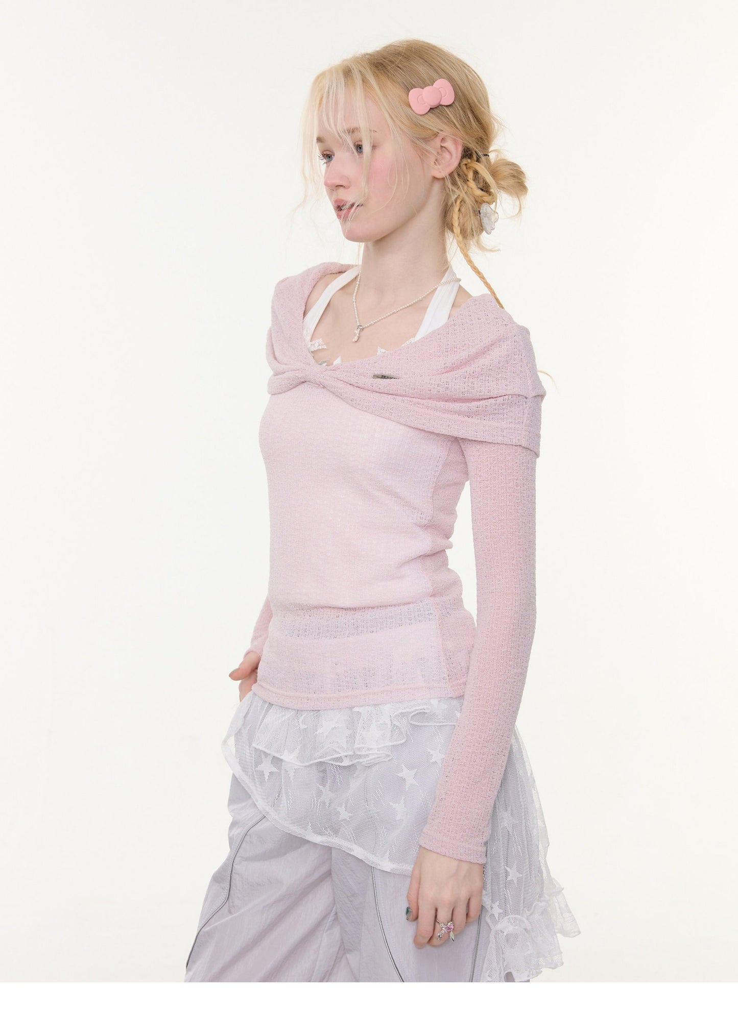 Soft Cloud Knot Slim Knitted Top【s0000015426】