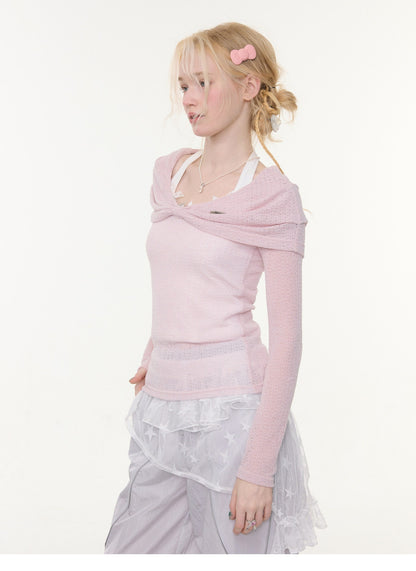 Soft Cloud Knot Slim Knitted Top【s0000015426】