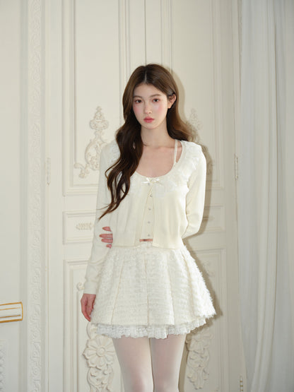 White Tassel Silk Lace Short Skirt【s0000015051】