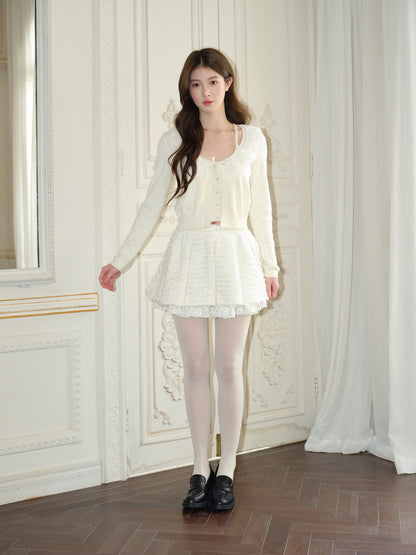 White Tassel Silk Lace Short Skirt【s0000015051】