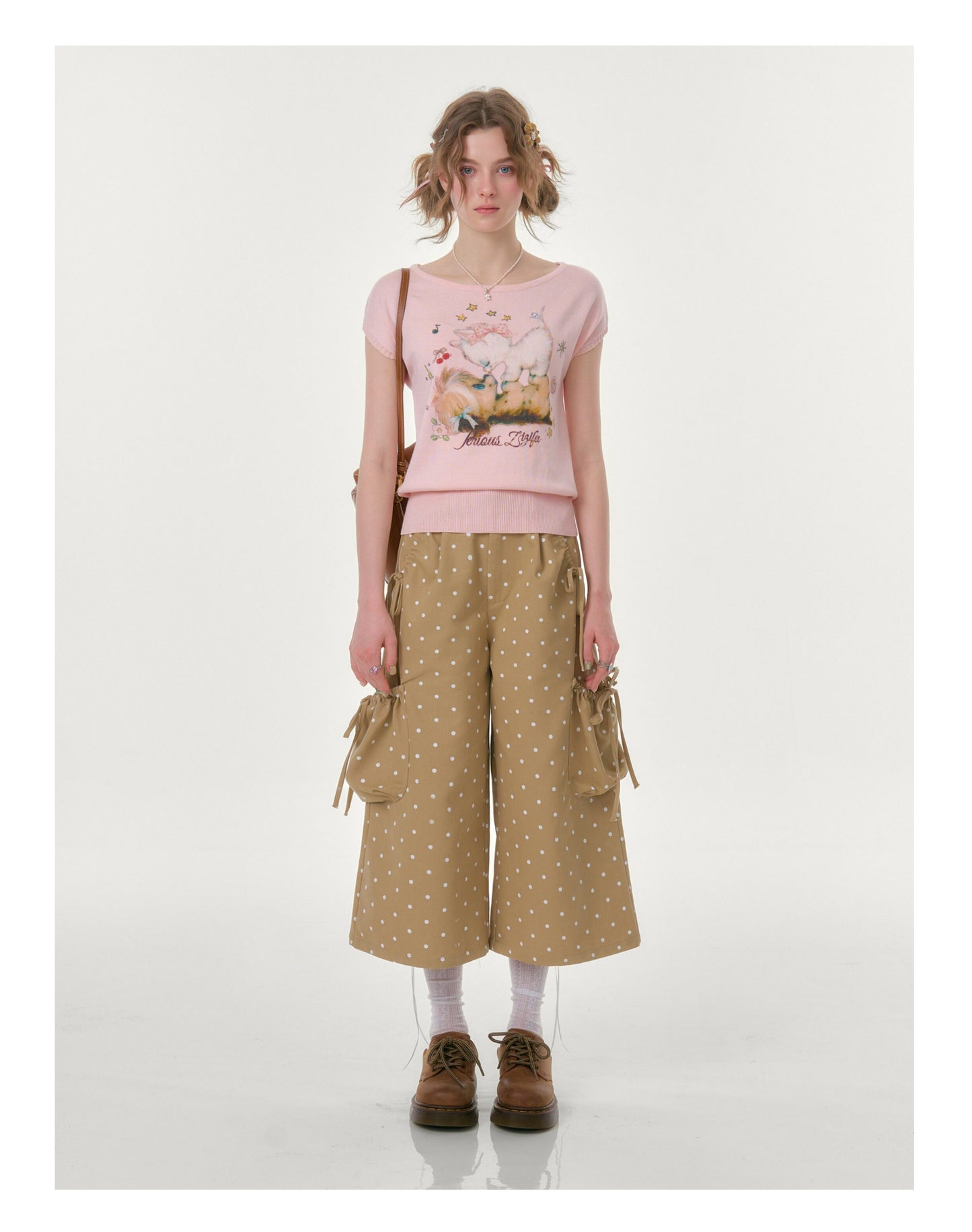 Printed Round Neck Knitted T-Shirt【s0000016620】