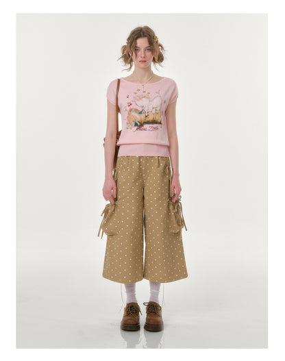 Printed Round Neck Knitted T-Shirt【s0000016620】