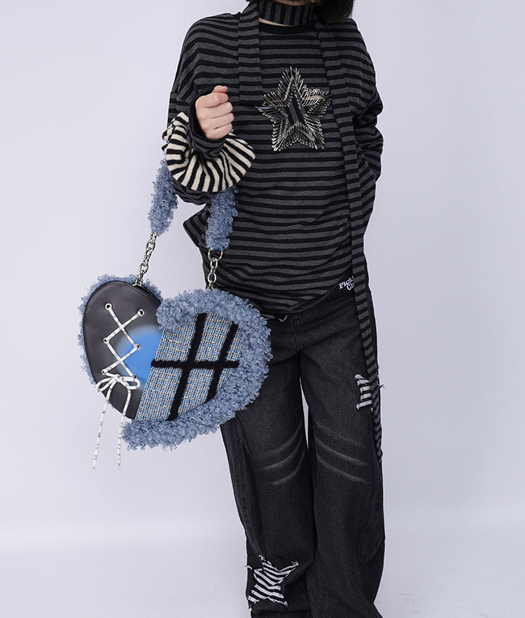 Graffiti Splicing Hairy Love Crossbody Bag【s0000014614】