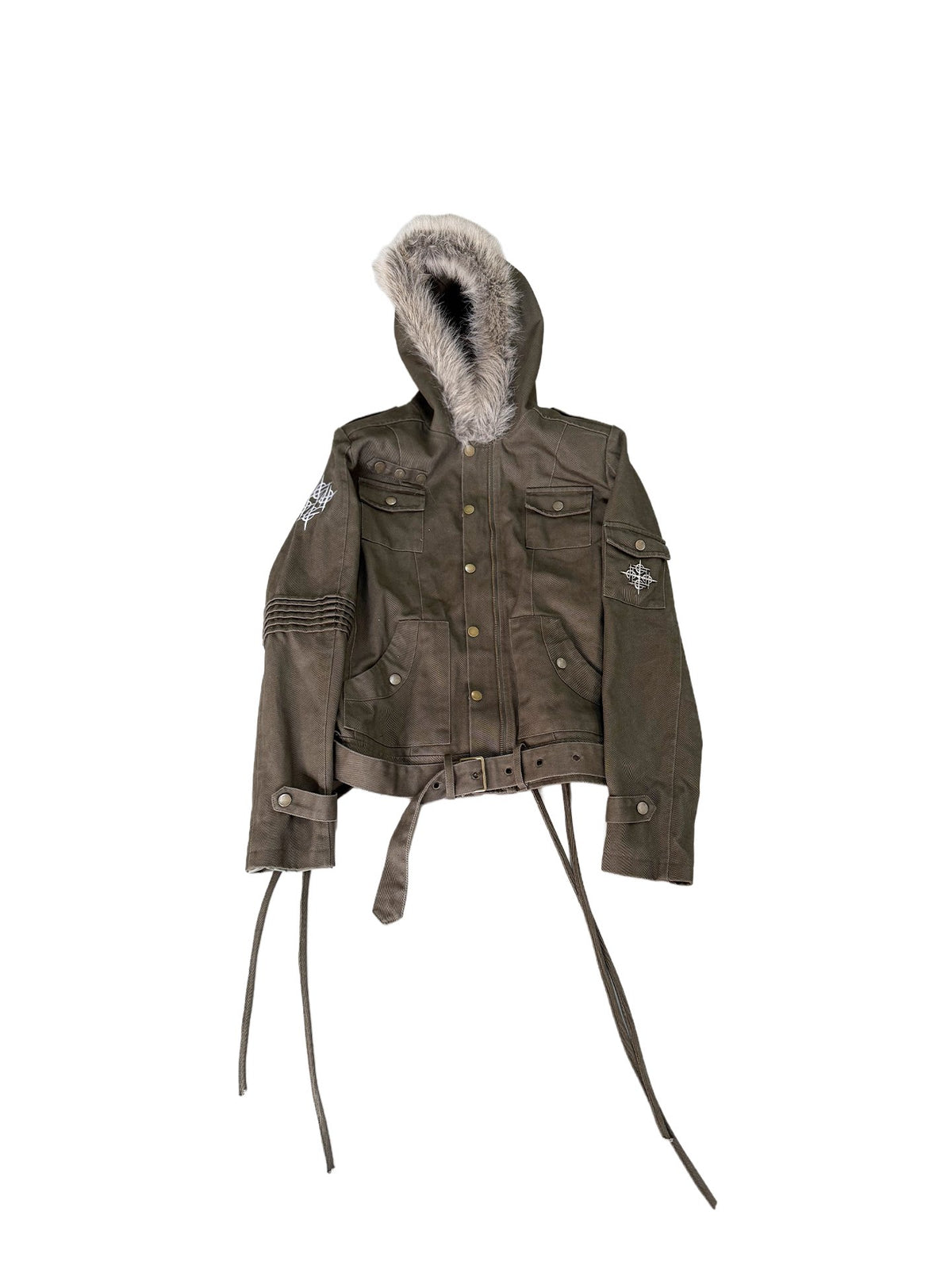 Gray Green Twill Workwear Hooded Jacket【s0000019113】