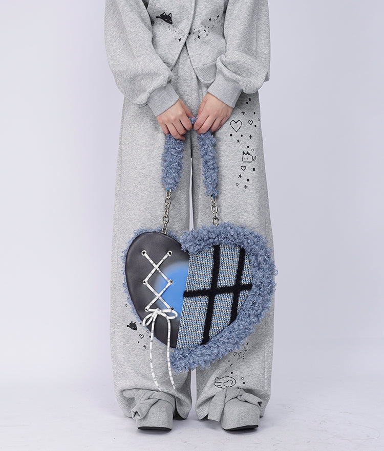 Graffiti Splicing Hairy Love Crossbody Bag【s0000014614】