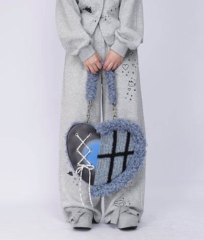 Graffiti Splicing Hairy Love Crossbody Bag【s0000014614】